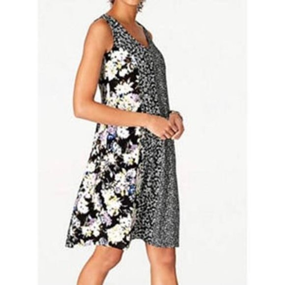 J. JILL Wearever Collection Mixed Floral Print Travel Sleeveless Dress, S Small - Picture 1 of 9